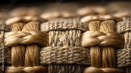 Close-Up of Intricate Natural Fiber Weaving for Home Decor Projects