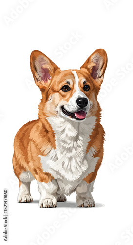Cheerful Red and White Pembroke Welsh Corgi Portrait