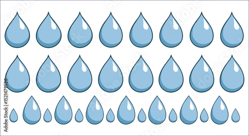 Cartoon Water Drops Pattern Repeating Background Design Blue Seamless Elements