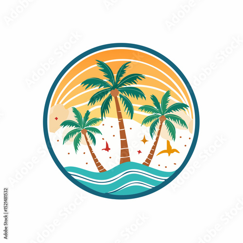 Wallpaper Mural Vector logo and print design templates, summer palms, tropical hand drawn illustrations, tropical surfing concept, vacation and travel, palm trees and hippie boho elements Torontodigital.ca
