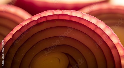 Close Up Of Sliced Red Onion Rings Displaying Inner Layers In Detail