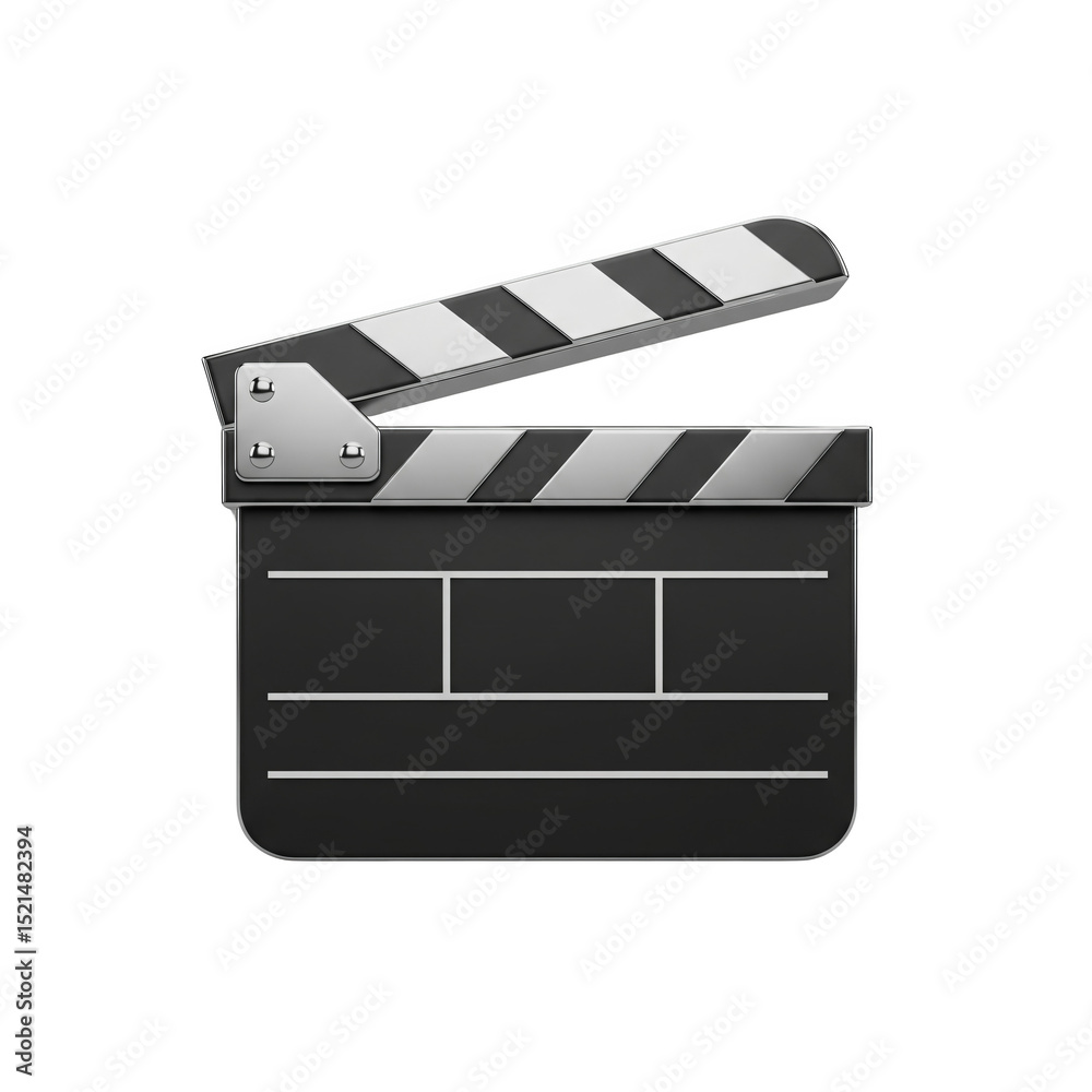 Fototapeta premium 3D Movie Clapperboard Icon: Film, Cinema & Video Production. Director's Slate for Entertainment & Media
