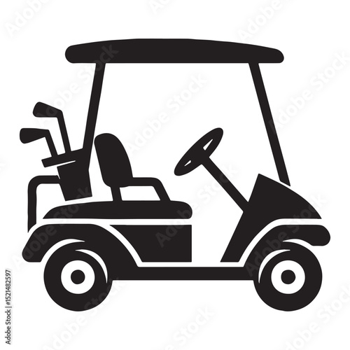 Minimalist Golf Cart silhouette with clear contours – Golf Cart illustration – Minimalist Golf Cart vector – Vehicle silhouette

