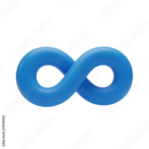 Blue Infinity Symbol 3D Icon: Endless, Eternity & Unlimited Concept. Modern Graphic for Continuity & Forever