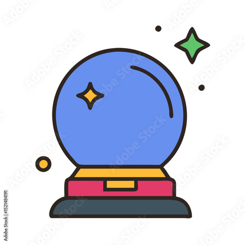 Colorful crystal ball icon illustration for fortune telling magic