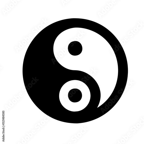 Yin yang symbol black and white circular design element