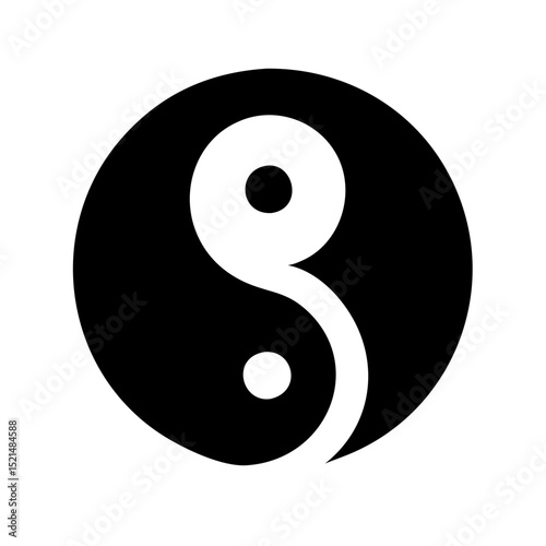 Yin yang symbol black and white circular design element