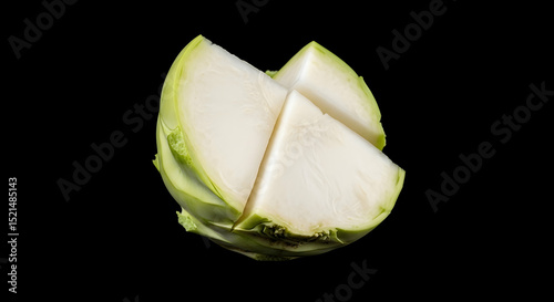 Sliced Kohlrabi Presents Healthy Food Against Dark Backdrop In Professional Lighting