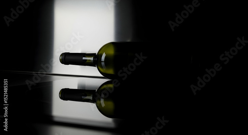 Elegant Presentation Of White Wine Bottle With A Dark Artistic Touch