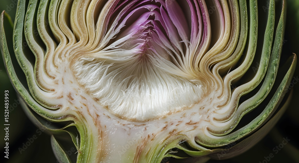 Obraz premium Artichoke Heart In Macro Organic Texture Of Healthy Natural Food