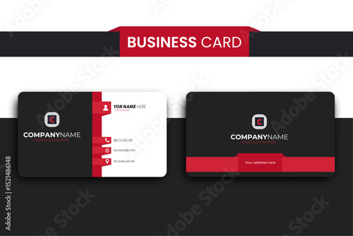 Modern Corporate Business Card Design Template – Red and Black Theme