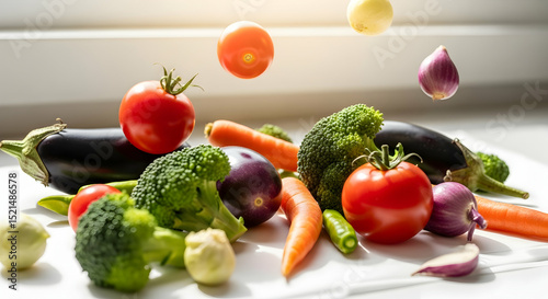 Freshly Picked Assortment of Vegetables and Fruits for a Healthy Lifestyle