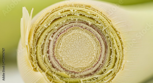 Lemongrass Cross Section Displays Internal Layers with Light Green Hue