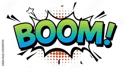 Comic style boom explosion with retro effect for graphic design and pop art vector illustration