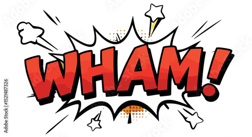 Comic book style explosion with wham text for graphic design vector illustration