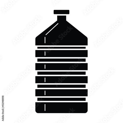 Creative plastic bottle icon silhouette with horizontal line segments modern vector illustration concept for commercial packaging and container design.