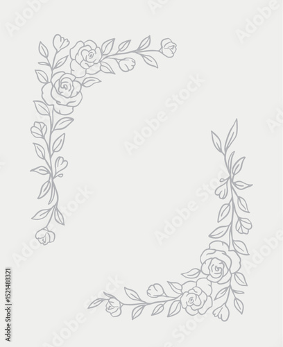 Floral botanical roses frame border. Border frame.