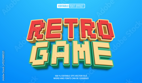 Editable 3d text style effect - Retro Game Pixel text effect Template