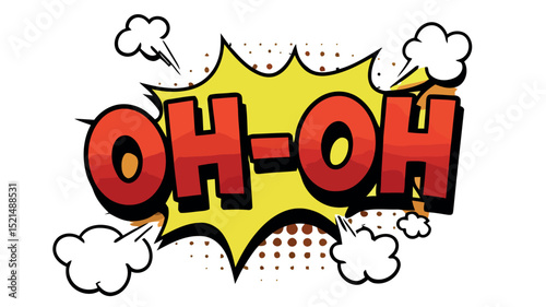 Comic style expression with colorful speech bubble and explosive elements vector illustration