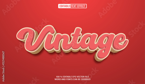 Editable 3d text style effect - Vintage Retro text effect Template