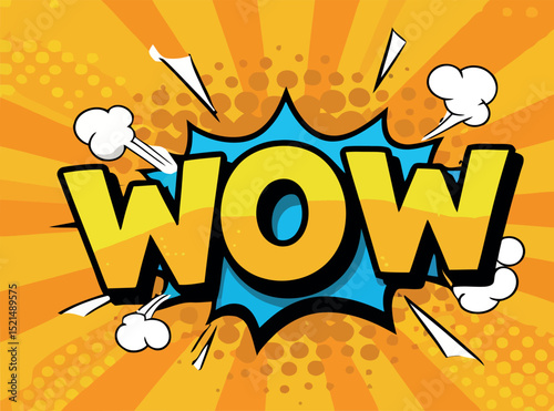 Vibrant wow comic explosion pop art design for visual impact and creativity vector illustration