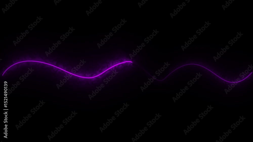 Abstract neon radio waves signal and loop line animation on black background