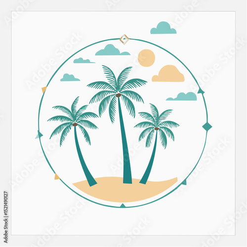 Vector logo and print design templates, summer palms, tropical hand drawn illustrations, palm trees boho elements, grid patterns and prints with square elements for social media and posts, stationery