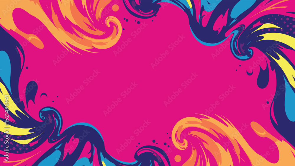 minimal pop art background with abstract comic energy waves in vibrant solid colors