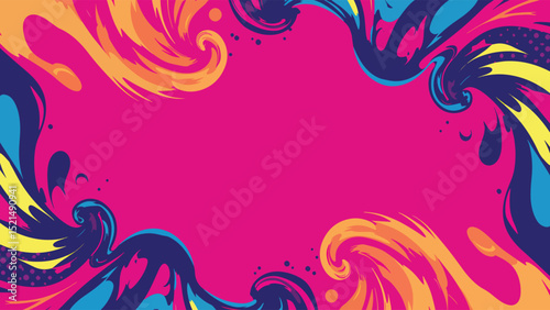 minimal pop art background with abstract comic energy waves in vibrant solid colors