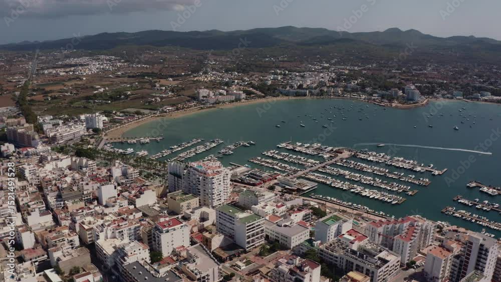 Drone shot in San Antonio, Ibiza.