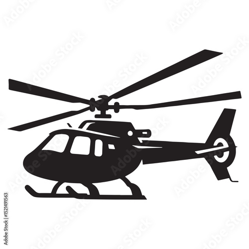 Helicopter silhouette with bold and sleek shape – Helicopter illustration – Minimalist Helicopter vector – Vehicle silhouette

