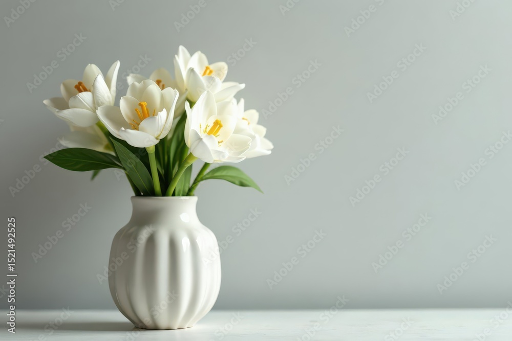 custom made wallpaper toronto digitaldelicate ceramic vase filled with crisp white flowers against a modern background, table, decor