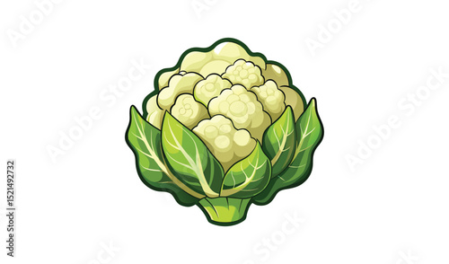 Cartoon Cauliflower Isolated on White Background