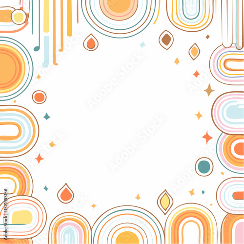 Vector illustration in simple linear style - design templates - hippie style - frames and prints with copy space for text