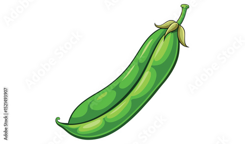 Fresh Green Pea Pod Isolated on White Background