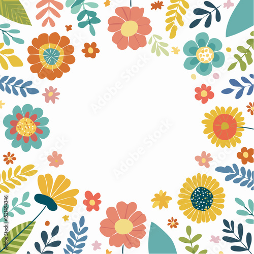 Vector illustration in simple naive and hippie groovy style - flowers and plants, design templates, frames and prints with copy space for text for social media and posters