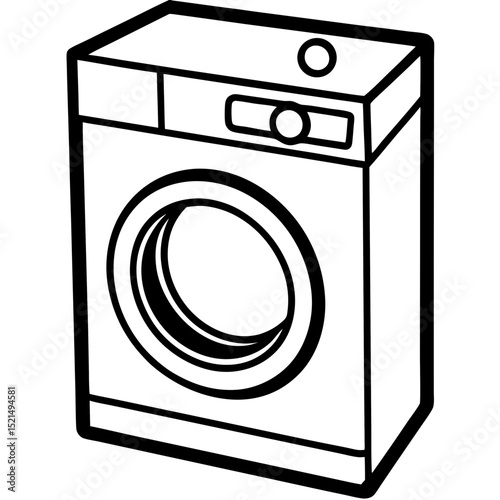 Futuristic Washing Machine Blueprint – Vector Art Style