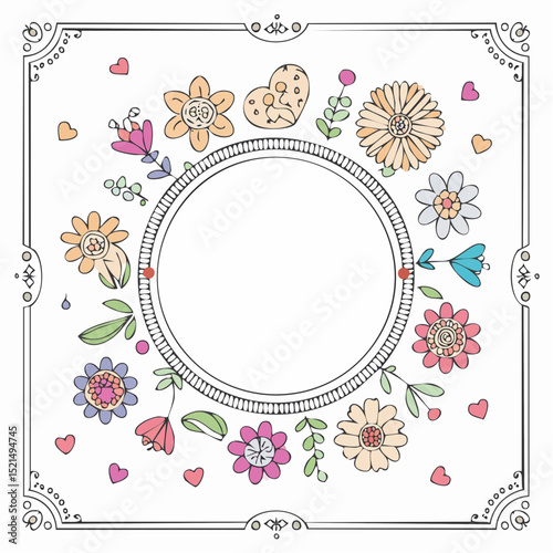 Vector illustration in simple linear style - design templates - hippie style - frames and prints with copy space for text