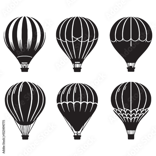 Quiet Drift Hot Air Balloon silhouette – Hot Air Balloon illustration – Minimalist Hot Air Balloon vector – Vehicle silhouette

