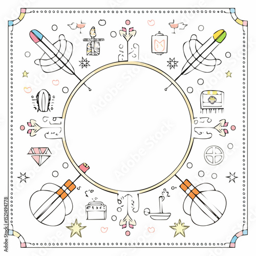Vector illustration in simple linear style - design templates - hippie style - frames and prints with copy space for text