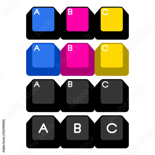 Alphabet Letters ABC on Color keyboard typing Blocks Graphic