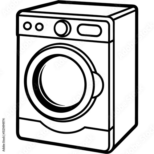 Futuristic Washing Machine Blueprint – Vector Art Style