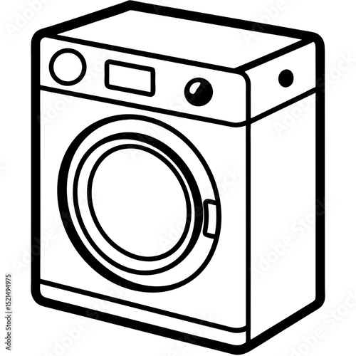 Futuristic Washing Machine Blueprint – Vector Art Style