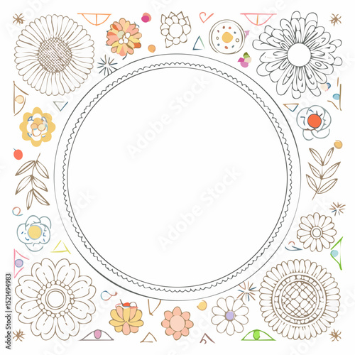 Vector illustration in simple linear style - design templates - hippie style - frames and prints with copy space for text