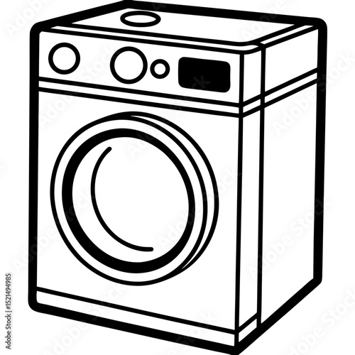 Futuristic Washing Machine Blueprint – Vector Art Style