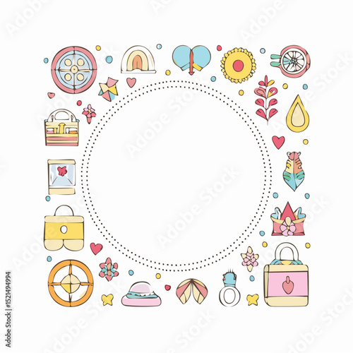 Vector illustration in simple linear style - design templates - hippie style - frames and prints with copy space for text
