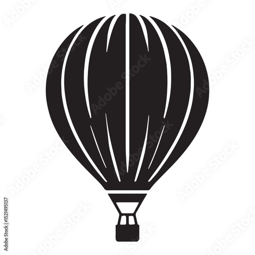 Minimalist Hot Air Balloon silhouette in calm ascent – Hot Air Balloon illustration – Minimalist Hot Air Balloon vector – Vehicle silhouette

