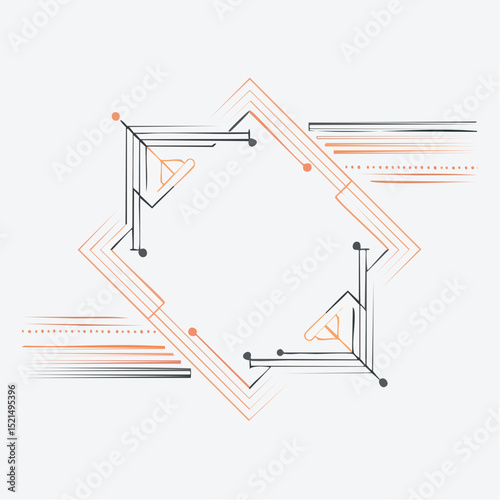 Vector minimal geometric linear border and logo design templates with copy space for text, abstract aesthetic linear compositions, prints, frames and graphic design elements for packaging