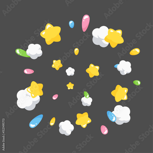 かわいい星と煙の爆発のイラスト素材