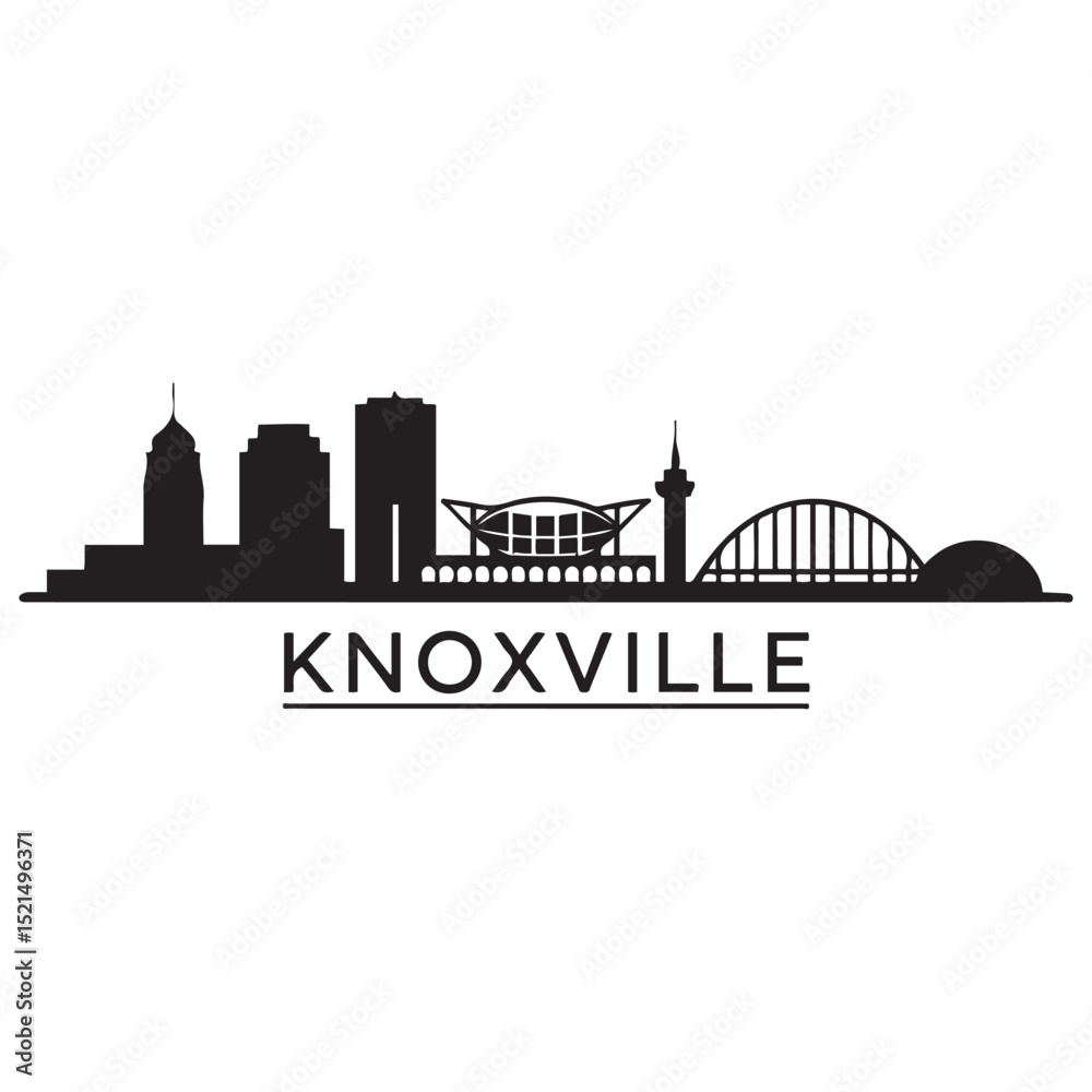 Fototapeta premium Knoxville skyline horizontal banner. Black and white silhouette of Knoxville, Tennessee. Vector template for your design.